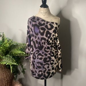 Lane Bryant 14/16 Convertible Shoulder Ombré Animal Print Tunic Shirt Sweater